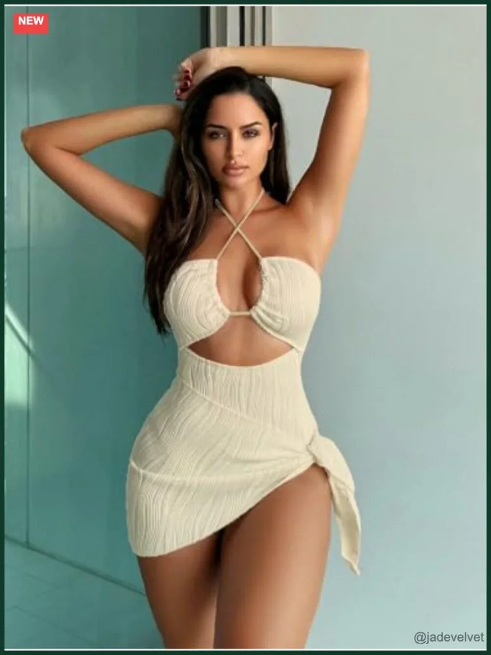 Textured Hollow Out Halter One Piece Swimsuit with Cover-Up Set